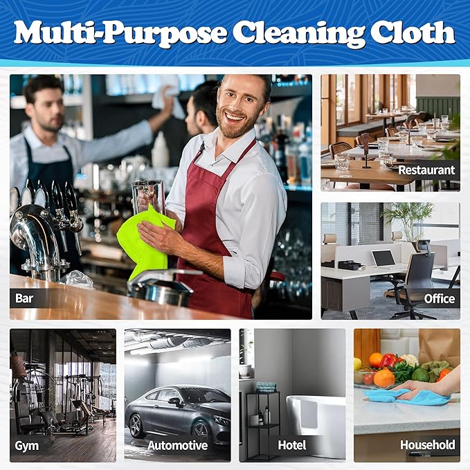 FIXSMITH Shop Towels, Microfiber Cleaning Cloth Bulk, 200 Pack Microfiber Towels for Cars, All-Purpose Absorbent Cleaning Rags, Dust Cloth for Automotive, Mechanic, Garage, Bar, 11.5 x 11.5 inch