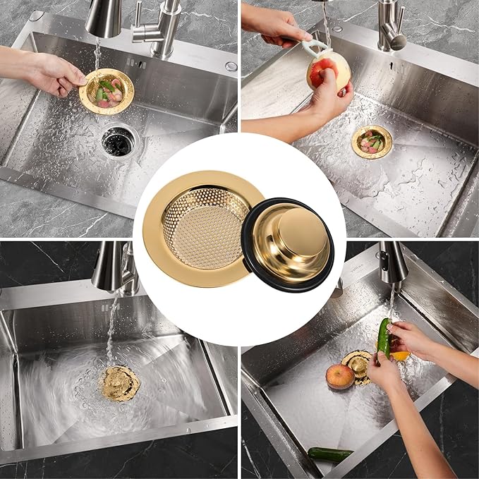 RQYEKDO Kitchen Sink Strainers Sink Stopper Kits, Stainless Steel Sink Drain Strainer Set