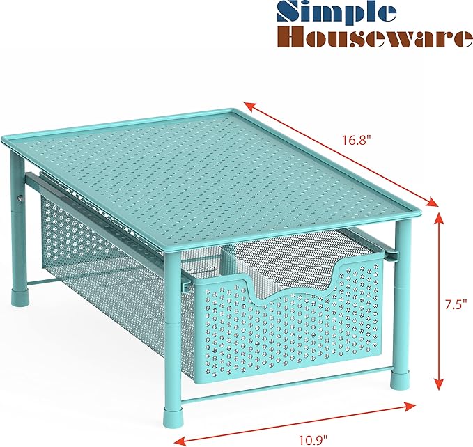Simple Houseware Stackable Cabinet Basket Drawer Organizer, Turquoise