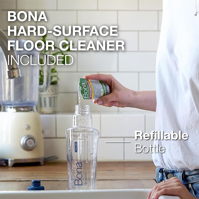 Bona Spray Mop Air - Includes Multi-Surface Floor Cleaner Concentrate and Microfiber Pad - Lemon Mint Scent - Lightweight & Compact Mop