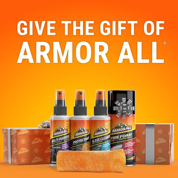 Armor All Car Wash and Car Interior Cleaner Kit, Includes Towel, Tire Foam, Glass Spray, Protectant Spray and Cleaning Spray, Multicolor, 5 Count