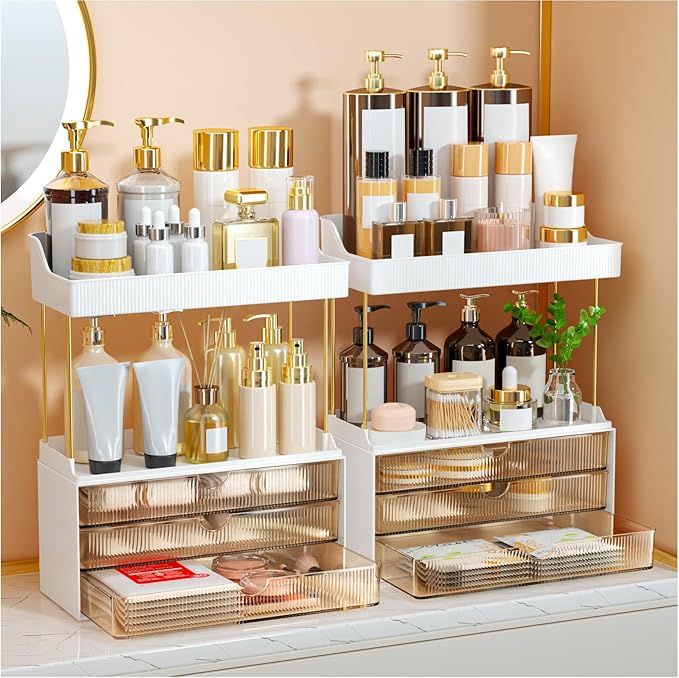 2 Sets 6 Drawers Makeup Organizer, 5 Tier Bathroom Organizers and Storage