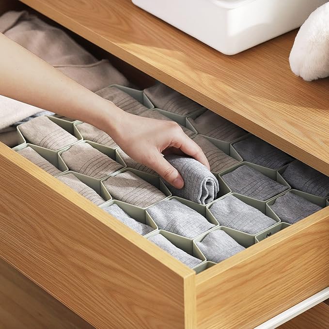 MORNITE Sock Organizer - 8pc Pink Drawer Divider