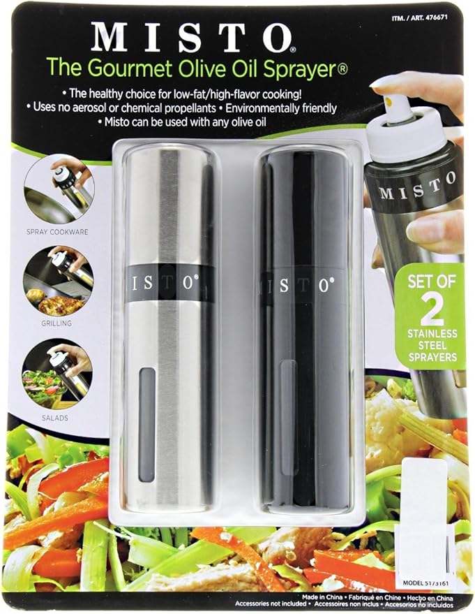 Misto Gourmet Olive Oil Sprayer (Set of 2) Silver and Black