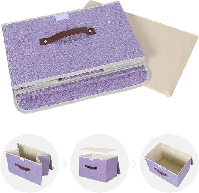 ANMINY 2 Storage Bins w/ Lid - Large Purple