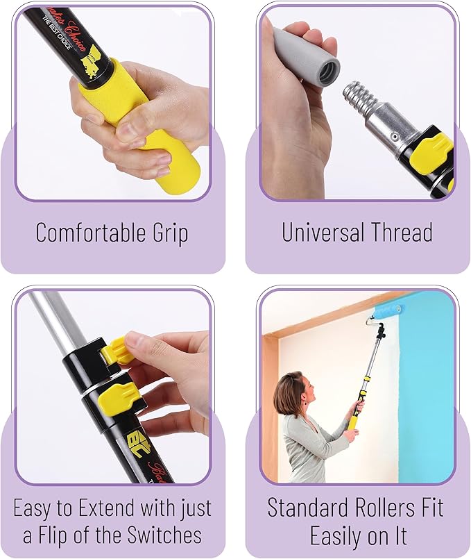 Bates- Extension Pole, 2.4 to 6 Ft Pole, ‎Telescoping Pole, Extendable Pole, Telescopic Pole, Paint Pole, Paint Roller Extension Pole