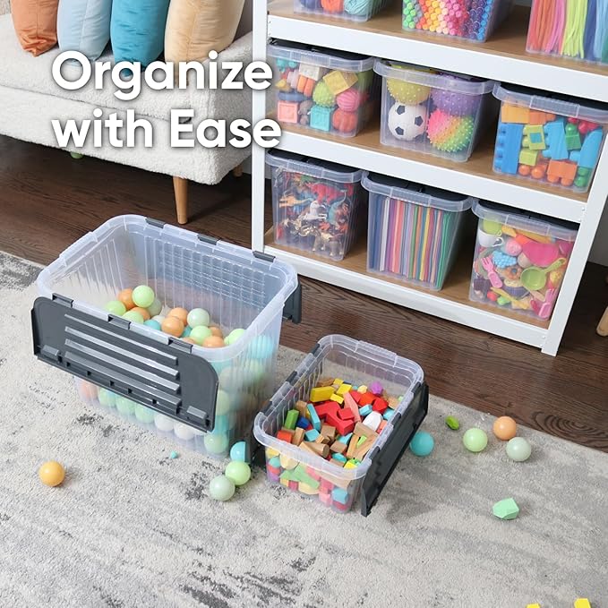 Storage Bins with Lids, 4 Pack, 15"x10"x10.25"
