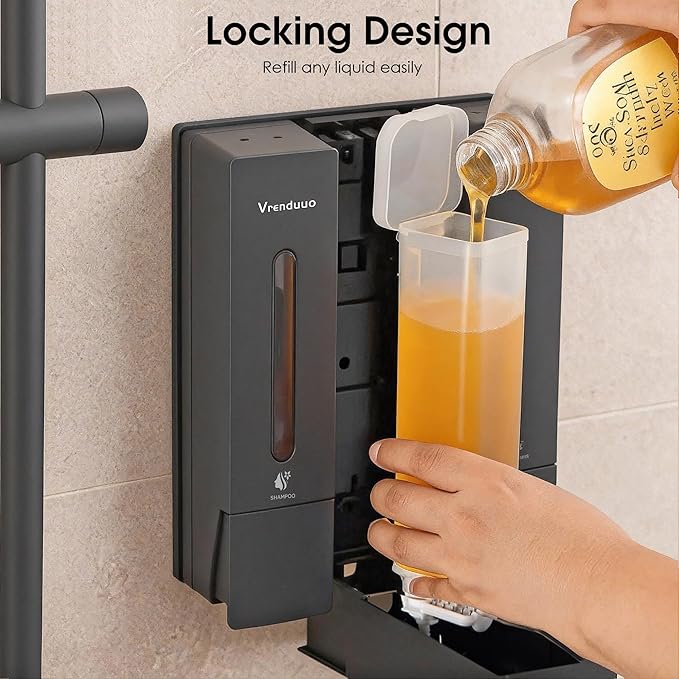 Shampoo and Conditioner Dispenser,Shower Dispenser 3 Chamber No Drill,Shower Soap Dispenser Wall Mounted for Bathroom Hotel with Upgrade Pump Head,3 * 400ml, (Gray 3 Chamber)