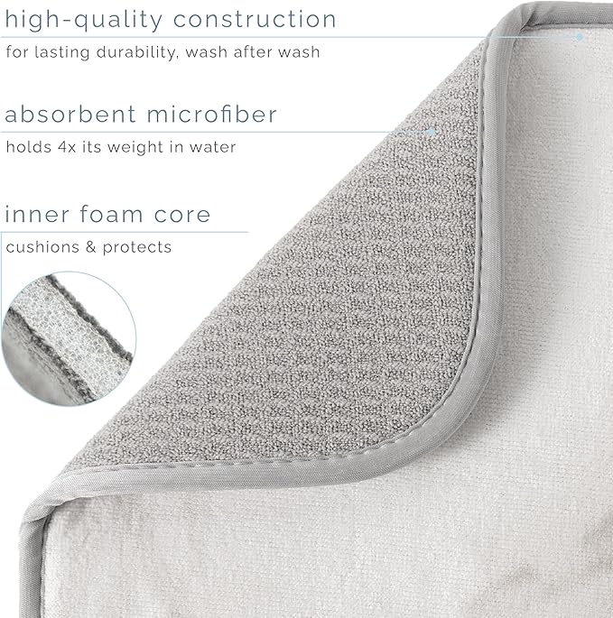 INC. Dish Drying Mat XL, 18” x 24”, Grey Stone