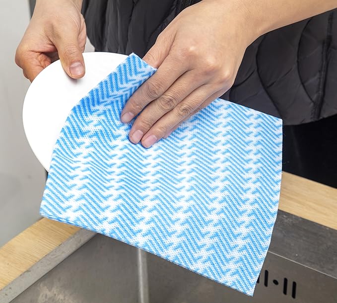 Reusable Cleaning Cloths Handi Wipes Reusable Cloths Disposabel Dish Towels Dry Handy Wipes Big Durable Absoebent and Dry Quickly 100 Count, Blue