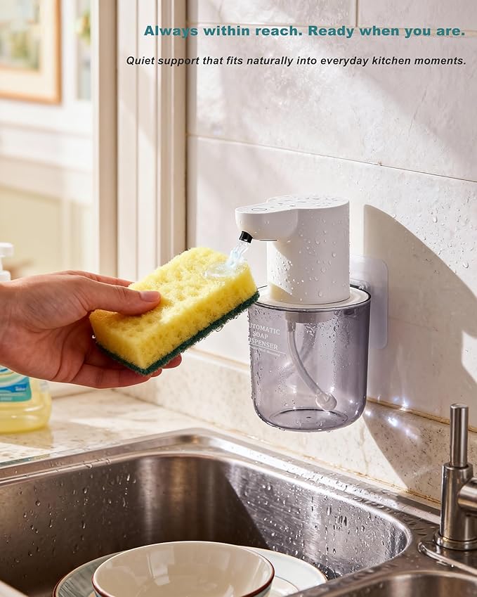 Automatic Soap Dispenser Touchless, 4-Level Adjustable Liquid Soap Dispenser, 13.5oz/400ml USB Rechargeable, IPX5 Waterproof, Countertop or Wall Mount, for Kitchen Bathroom, White