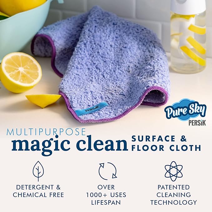 Pure-Sky Magic Deep Clean Cleaning Cloth – JUST ADD Water No Detergents Needed - Multipurpose Ultra Microfiber Cloth - Stick-Attachable for Mop