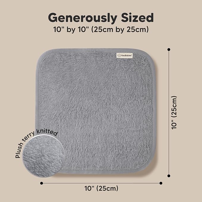 6-Pack Baby Washcloths – Soft Absorbent Viscose from Bamboo Washcloths for Face, Body, Baby Towels for Newborn, Kids, Toddlers, Infant, Gentle on Sensitive Skin, 10x10 Reusable Face Towels (Cool Gray)