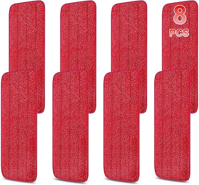 8 Pack 16.5 inch Reusable Mop Pads Microfiber Spray Mop Replacement Heads for Wet/Dry Mops Compatible with Bona Floor Care System