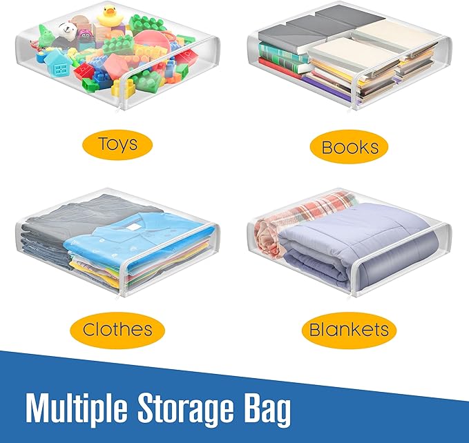 Houseables Sweater Bags Moth Proof, Clothing Storage Bags, with Zipper, Sweater Storage, Clear Zippered Organizers, Clothes, Blanket, Linen, Bedding, Quilt, Vinyl Plastic Protectors, 18x15x4”, 5 Pack.