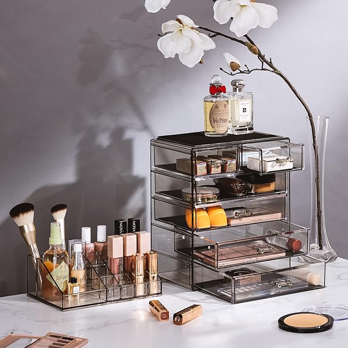 Sorbus Acrylic Makeup Organizer Set, 6-Drawer Vanity & Countertop Cosmetic Storage with Small & Wide Compartments