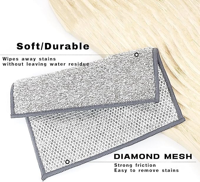 6 Pcs New Upgrade 2-Layer Non Scratch Wire Dishcloth，Super Absorbent Bamboo Charcoal Dish Cloths，Multipurpose Wire Dishwashing Rags for Wet and Dry，Wire Washing Cloth for Dishes, Stove Tops