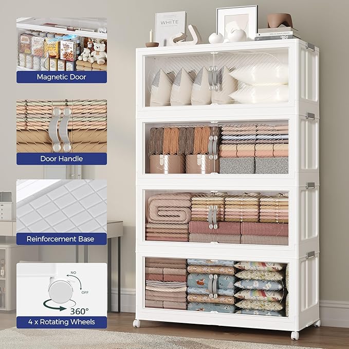 90Gal/360QT 3-Tiers Extra Large Stackable Storage Bins with Lid