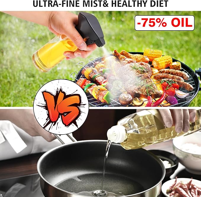 TaiCy Oil Sprayer for Cooking, 200ml Olive Oil Sprayer Bottle with Rotatable Nozzle, Premium Oil Spritzer Oil Mister for Air Fryer, Perfect for BBQ, Baking, Salad, Frying