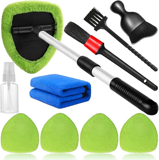 Qydipclin 10pc Window Cleaning Kit - Car Interior Glass Cleaner