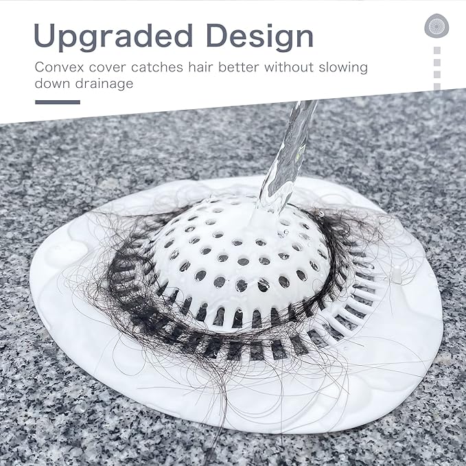 Hair Catcher Shower Drain Cover Bathtub Silicone Hair Catcher Stopper Drain Strainers,Home Protectors with Sucker Water Trap Sink Cover for Kitchen Sink Bathroom Tub 3 Pack (Black)