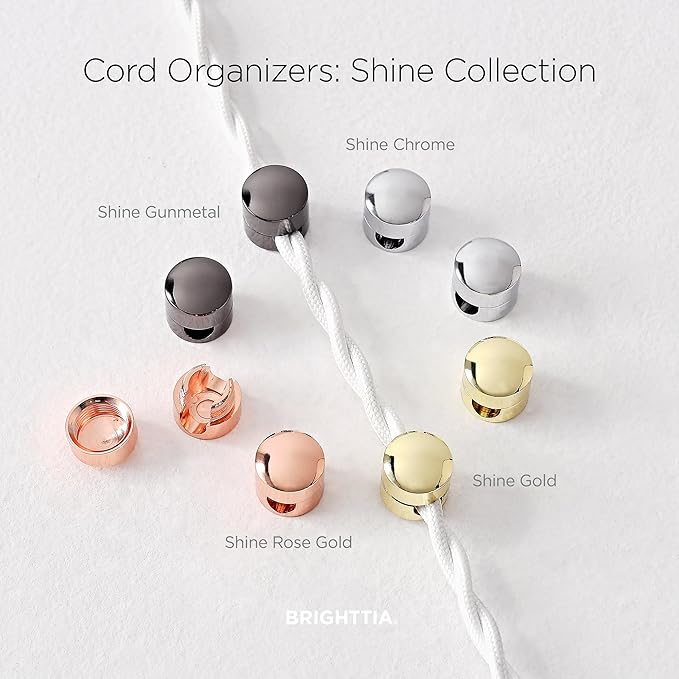BRIGHTTIA Cable Clips - Premium Brass Cord Management for Home, Office & Car - Multipurpose Wire Holder Organizer - Sleek & Durable Design - Ideal Gift for Men, Women & Students - 4-Pack (Gunmetal)