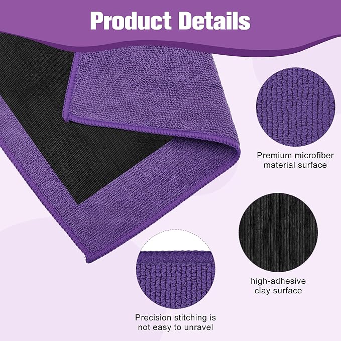 Clay Towel 12 x 12 Inch, Purple Clay Bar Towel for Auto Detailing Microfiber Car Cloth Cleaner Automotive for Car Detailing
