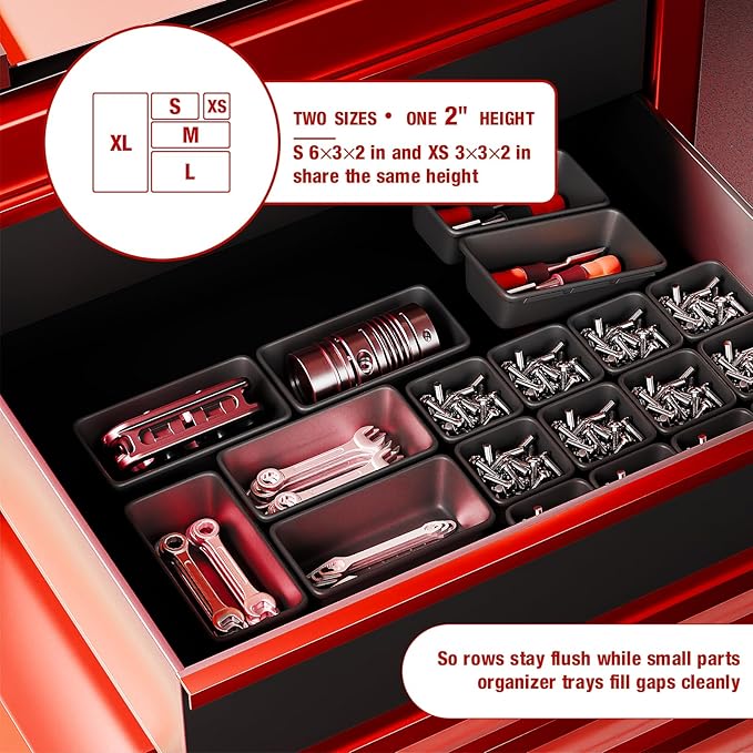 16 PCS Small Parts Tool Box Organizer Trays