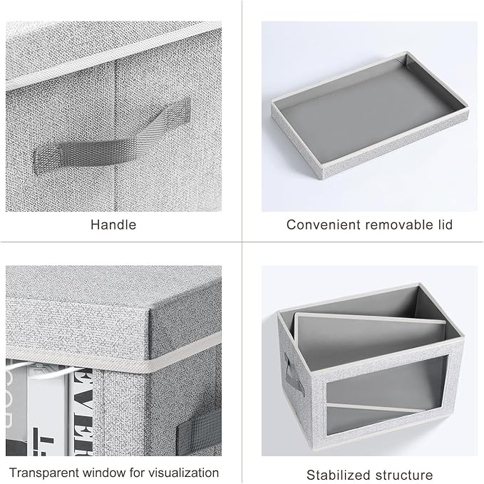 Foldable Storage Bin with Lid, Closet Storage Organizer with Window