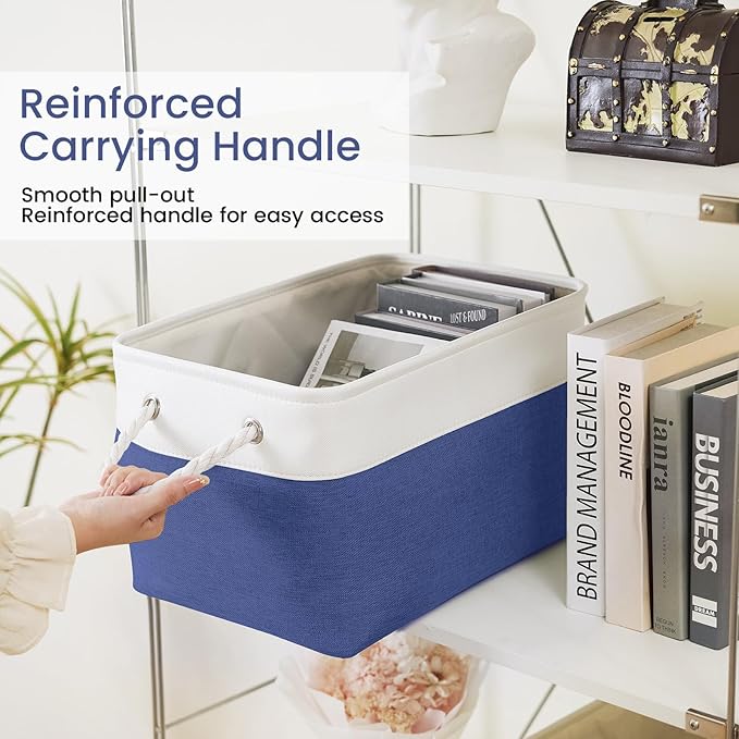 Large Storage Baskets- 15x11x10 inch Storage Bins for Shelves and Closet Organizing, Foldable Fabric Bin for Home Organization Clothes and Laundry