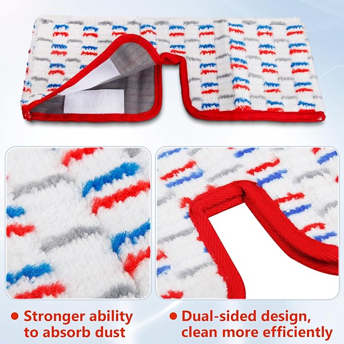 4 Pack Mop Refill Pads Compatible with O-Cedar ProMist MAX Spray Mop Reusable Pads Refills Microfiber Replacement Heads Dry Wet Use Double Sided Machine Washable for All Surface Floor Cleaning