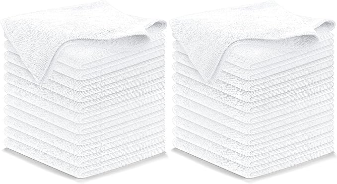 USANOOKS Microfiber Cleaning Cloth - White - 24Pcs (12.5x12.5 inch) High Performance - 1200 Washes