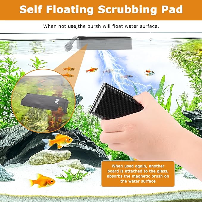 hygger Magnetic Fish Tank Cleaner, Aquarium Glass Cleaner with 2 Detachable Algae Scraper Blade