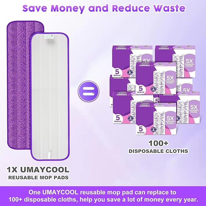 18 Pack Reusable Mop Pads Compatible with Swiffer PowerMop, Microfiber Mop Pads Refills Machine Washable, Durable, and Highly Absorbent Suitable for All Floor Types