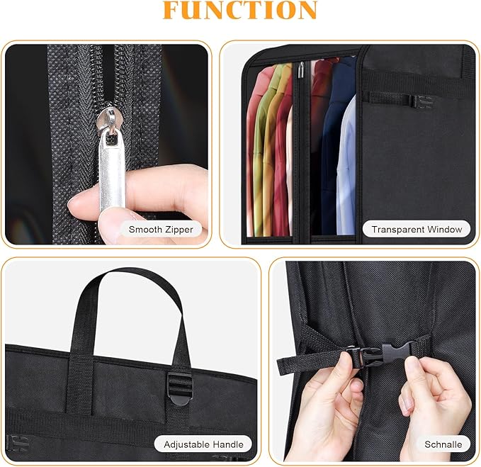 Hanging Garment Bag for Travel, 60" Heavy Duty Suit Bags
