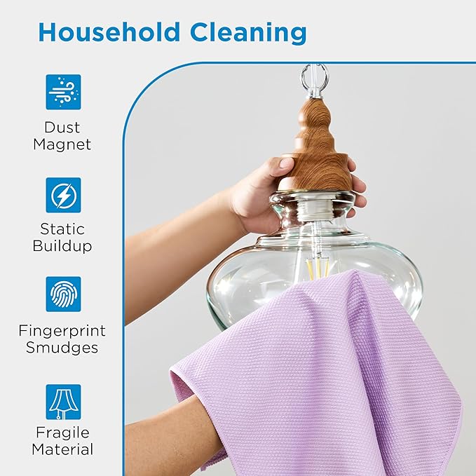 Microfiber Glass Cleaning Cloth 6 Pack, 15.5x15.5 Inch Magic Cleaning Rags, Lint Free Streak Free Reusable Towels for Windows, Mirrors, Cars, Screens, Kitchen and Stainless Steel Surface