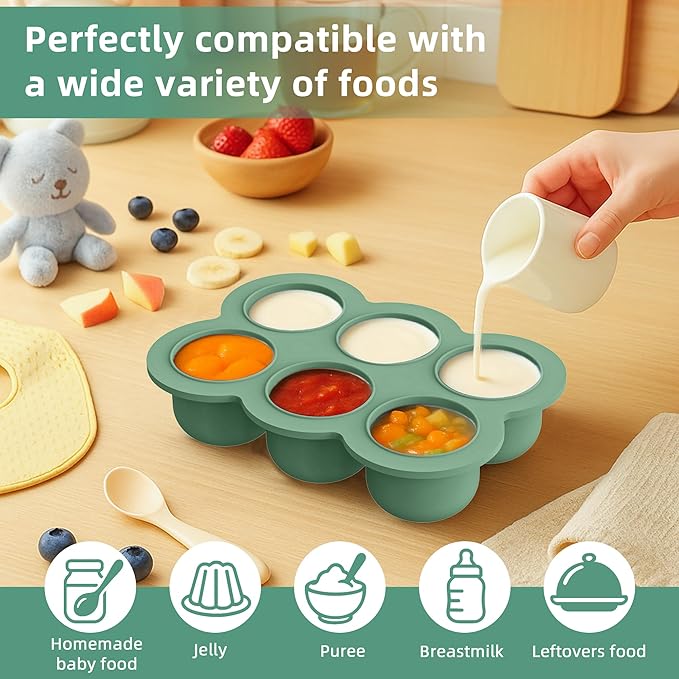 16 Pack Silicone Baby Feeding Set, BPA-Free Baby LED Weaning Supplies, Include Suction Plates, Baby Bowls, Silicone Fork & Spoon, First Stage Baby Food Eating Utensils - 6+ Months (Dark Green, 16)