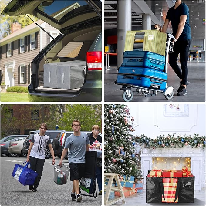 4-Pack Oversized Moving Bags with Reinforced Handles, Color Stripe, 4-Pack