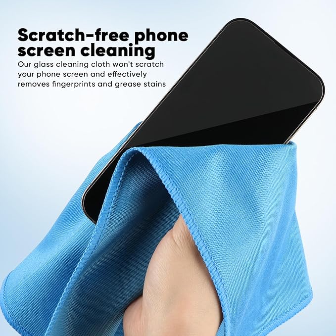 HOMEXCEL Microfiber Glass Cleaning Cloths 6 PK, Lint Free Streak Free, Reusable Microfiber Magic Cleaning Cloth for Cleaning Windows, Glasses, Mirrors