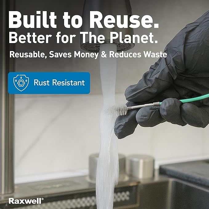 Raxwell Auto Sunroof Drain Cleaning Tool - 118 Inch Flexible Drain Brush with Coated Wire, Firm Bristle and Loop Handle - Water Snake for AC Lines