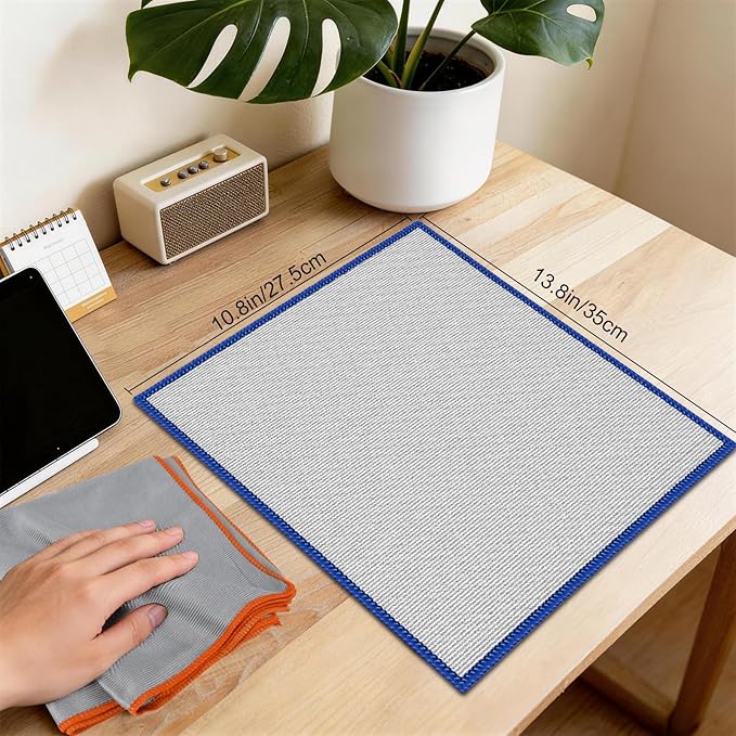Puomue 12 Pack Microfiber Glass Cleaning Cloth, 320GSM Thick Lint Free Glass Towels, Reusable Window Cleaning Cloth for Windshields, Lenses, Glasses, Mirrors & Windows, Polishing Silver, 13.8" x 10.8"