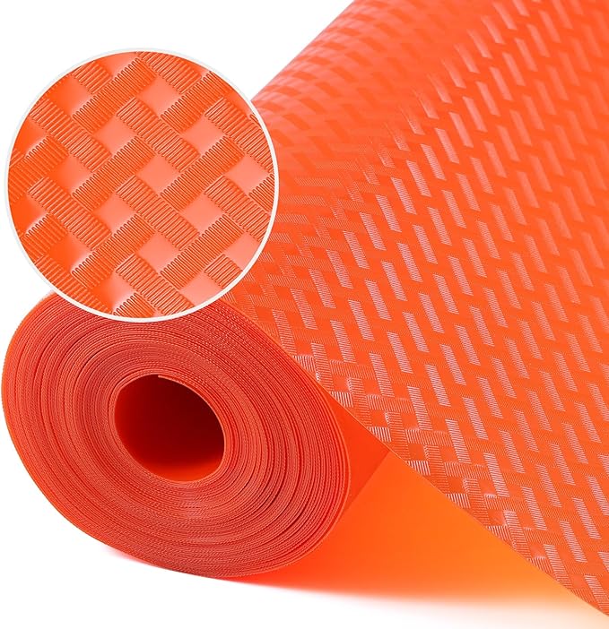 Red Fridge Liners Shelf Liner for Kitchen Cabinets Refrigerator Liners Waterproof & Oil-Proof Kitchen Cupboard Liner Non Adhesive Drawer Mats EVA Material for Shelves 17.5 x 393.7 Inches