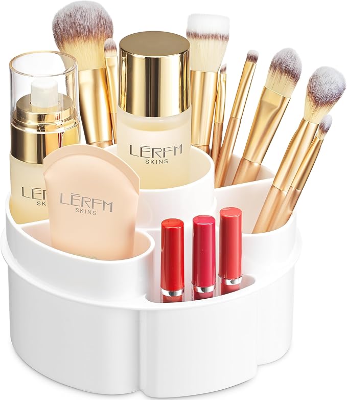 Small 360 Rotating Makeup Organizer, Round - White