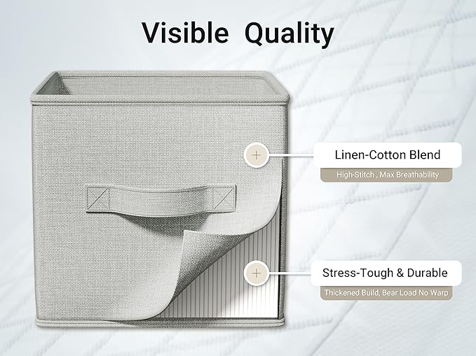 4 Pack Foldable Fabric Closet Storage Bins, Gray