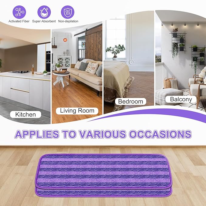 2 Pack Upgraded Reusable Mop Pads Compatible with Swiffer PowerMop, Mop Refill Pads Replacement for Swiffer Power Mop Spray Mop Pads for Multi-Surface Floor Cleaning, Quality Updated Cationic Material