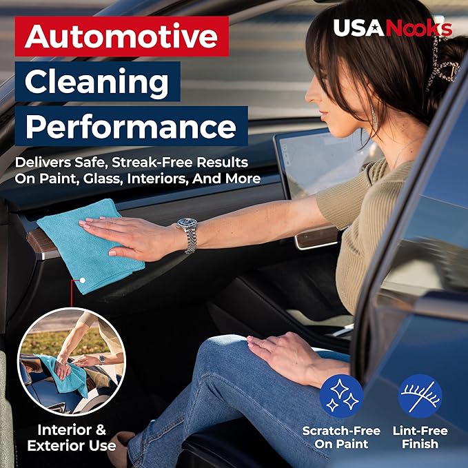 USANOOKS Microfiber Cleaning Cloth - Turq - 12Pcs (12.5x12.5 inch) High Performance - 1200 Washes