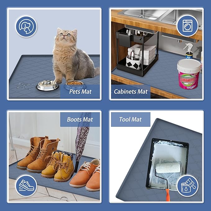 34" x 22" Waterproof Silicone Mat in Multiple Sizes & Colors, Light Grey