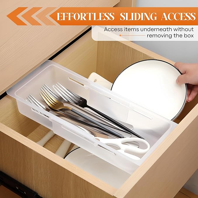 1 Pack Deep Drawer Organizer Bins, 12.4" to 18”
