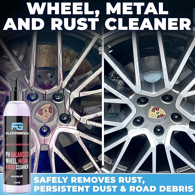 Grand Slam 5-Pack - Waterless Car Wash Detailing Spray, Tire Shine Gel, Scratch Remover, Wheel Metal Rust Cleaner, Interior Cleaner & Protector