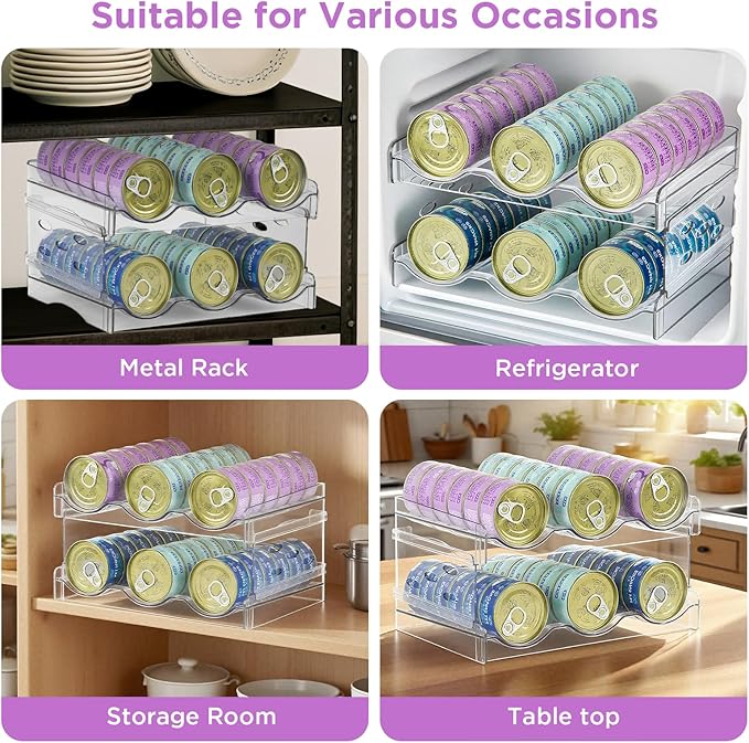 REFLYING Cat Food Can Organizer, Can Organizer for Pantry, Transparent Cat Food Storage Container Holds 72 (3.5oz) Cans
